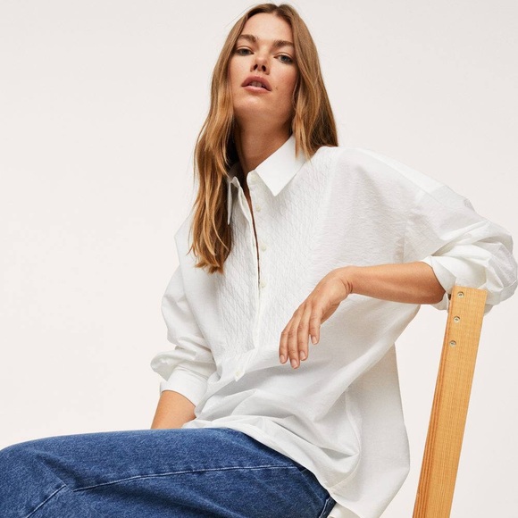 Mango Oversized Cotton Blouse, Size 12 - Picture 5 of 9